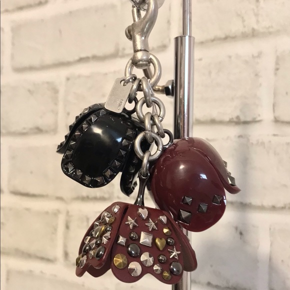 **SOLD**COACH Tea Rose Studded Bag Charm - Picture 2 of 8